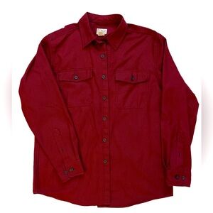 LL Bean Men’s Red Houndstooth Plaid Shirt Size M Regular Fit